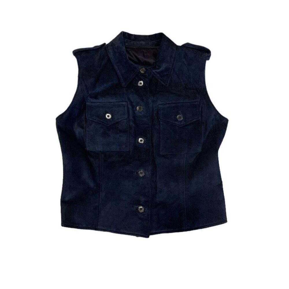 Burberry Safari Suede Vest Womens Small Pockets Old Money Luxury